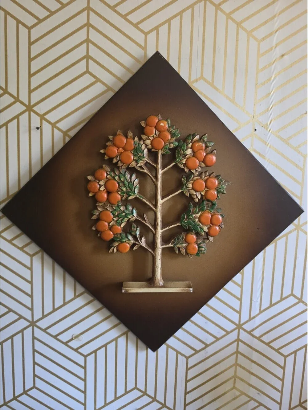 4 Vintage Mid-Century Modern Wall Plaques Syroco Wood Tree in Four Seasons